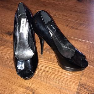 Steve Madden Black Heels Open Toe Shoe 9.5